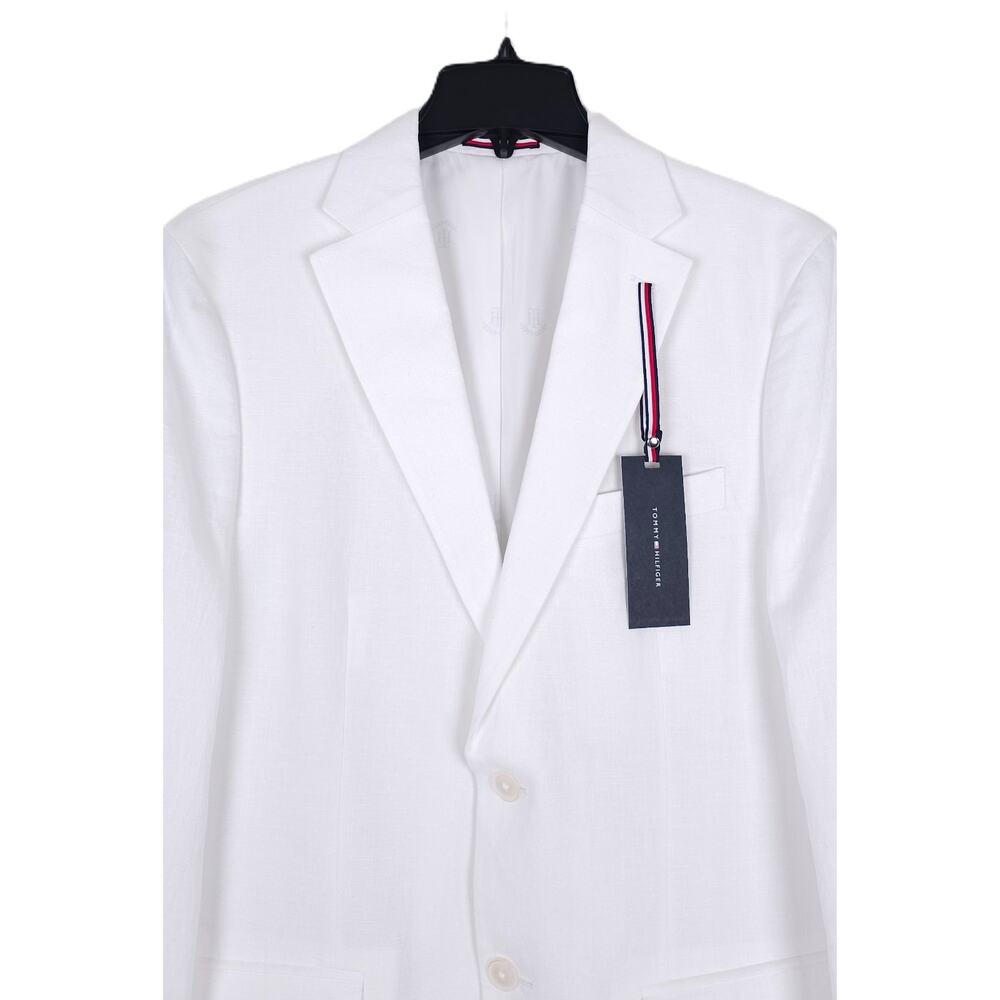Tommy Hilfiger Mens Modern Fit Linen Sport Coat Blazer 46R White Solid NWT - Picture 4 of 7